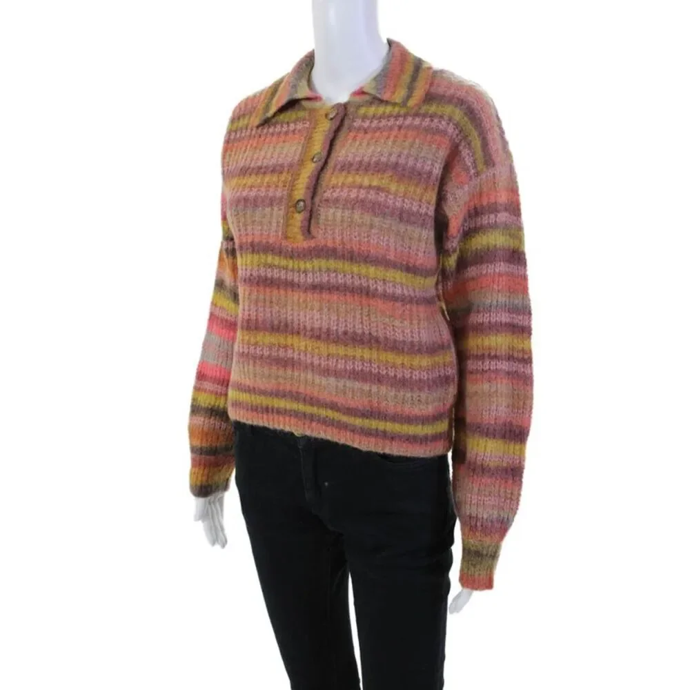 Something Navy Women's Collared Long Sleeves Multicolor Sweater Size XS
